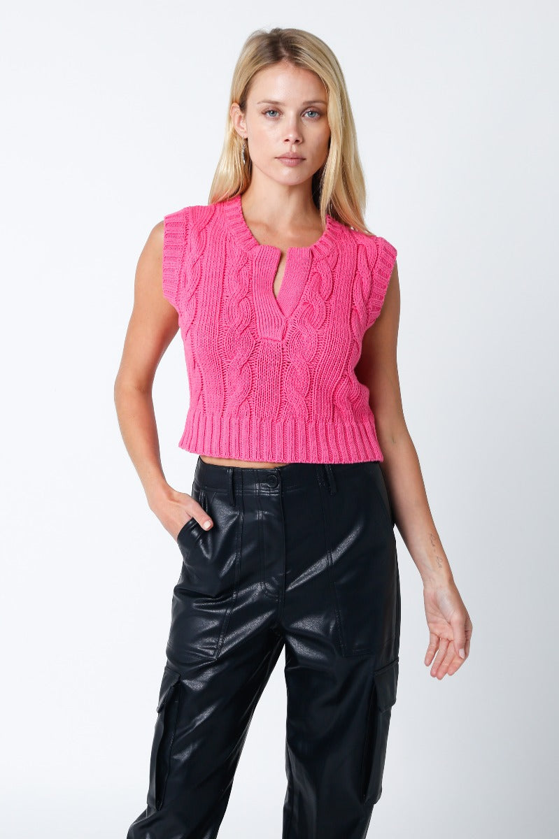 Olivaceous | Monroe Sleeveless Sweater Top Pink | Sweetest Stitch
