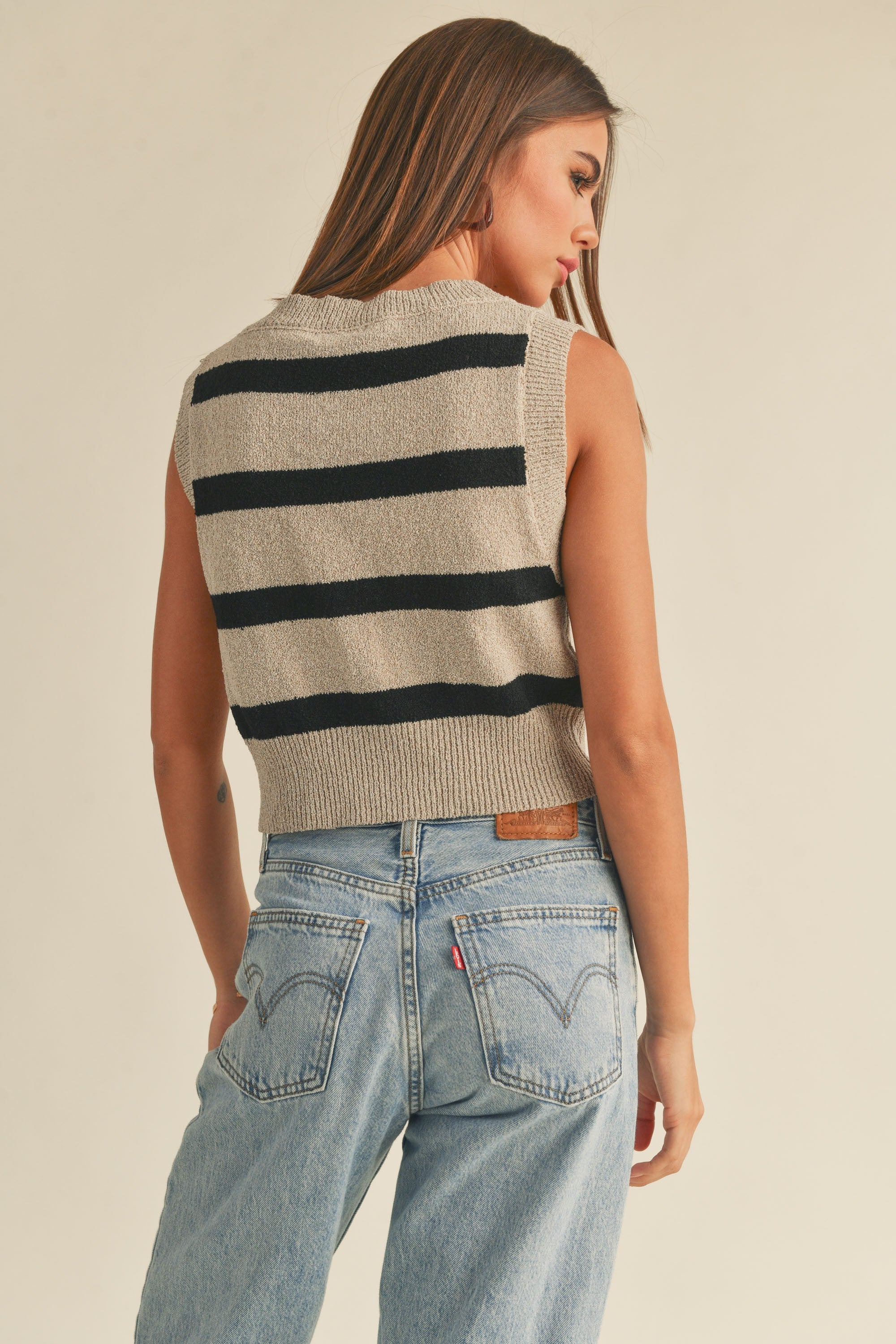 Miou Muse | Sleeveless Striped Knit Vest | Sweetest Stitch Online