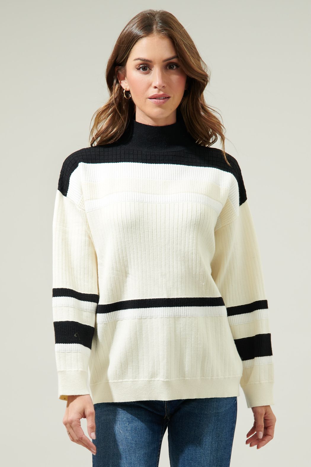 Sugarlips | Striped Mock Neck Sweater | Sweetest Stitch Boutique