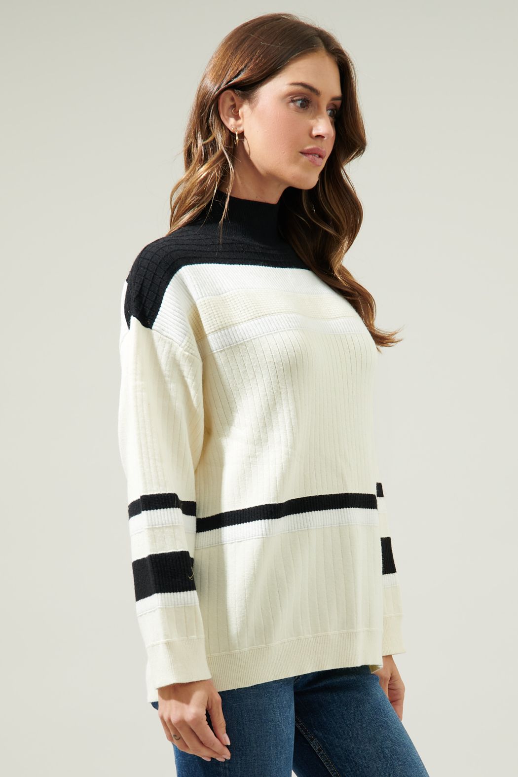 Sugarlips | Striped Mock Neck Sweater | Sweetest Stitch Boutique