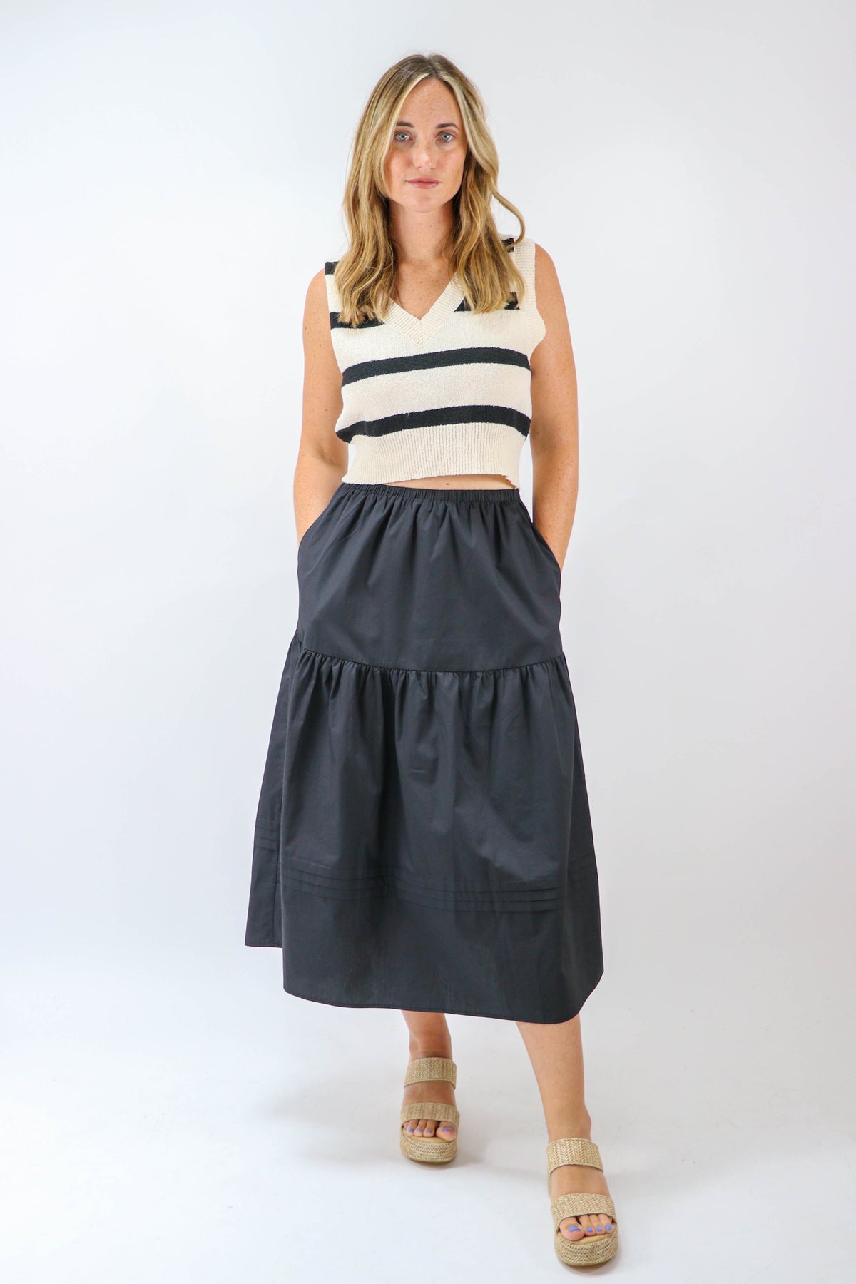 Sugar Lips | Black Cotton Midi Skirt | Sweetest Stitch Online Boutique