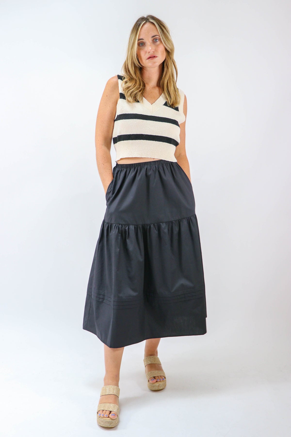 Sugar Lips | Black Cotton Midi Skirt | Sweetest Stitch Online Boutique