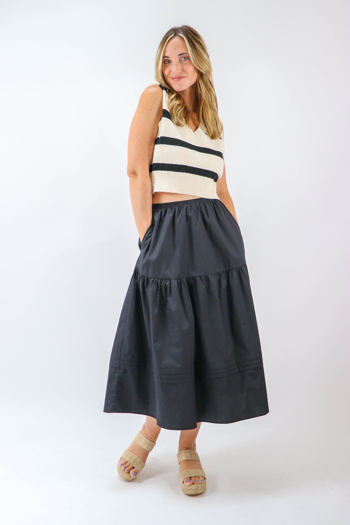Sugar Lips | Black Cotton Midi Skirt | Sweetest Stitch Online Boutique