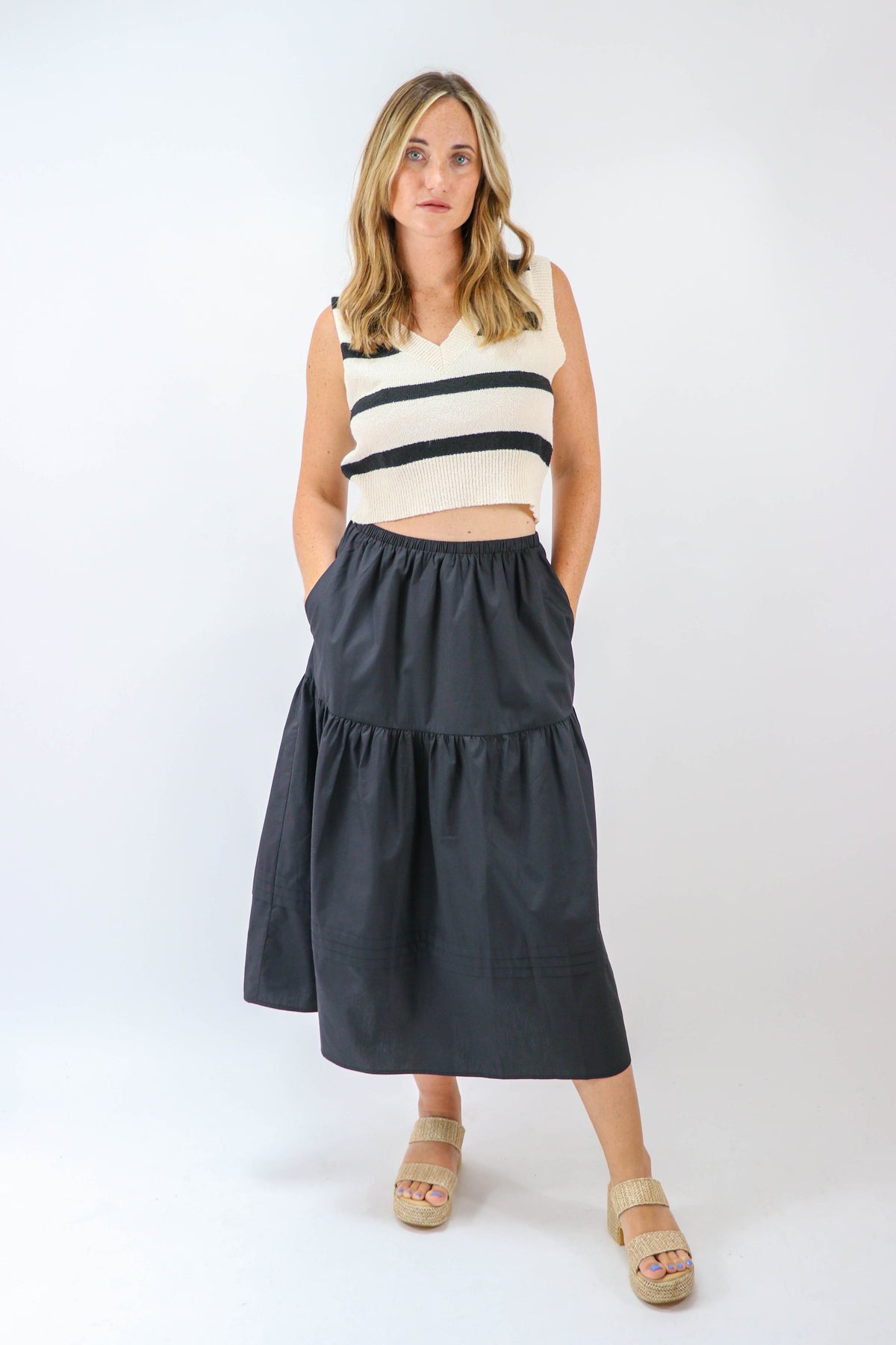 Sugar Lips | Black Cotton Midi Skirt | Sweetest Stitch Online Boutique