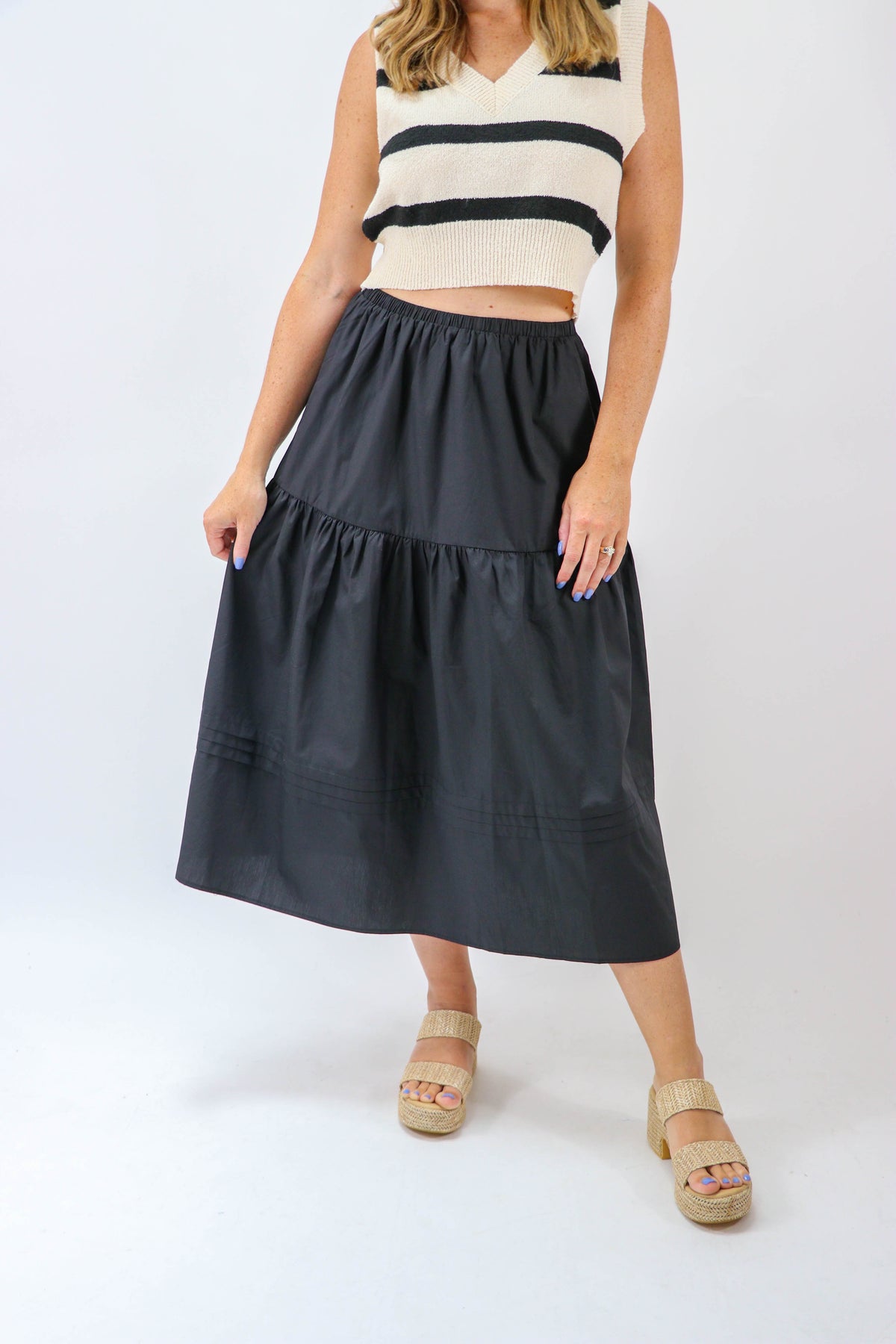 Sugar Lips | Black Cotton Midi Skirt | Sweetest Stitch Online Boutique