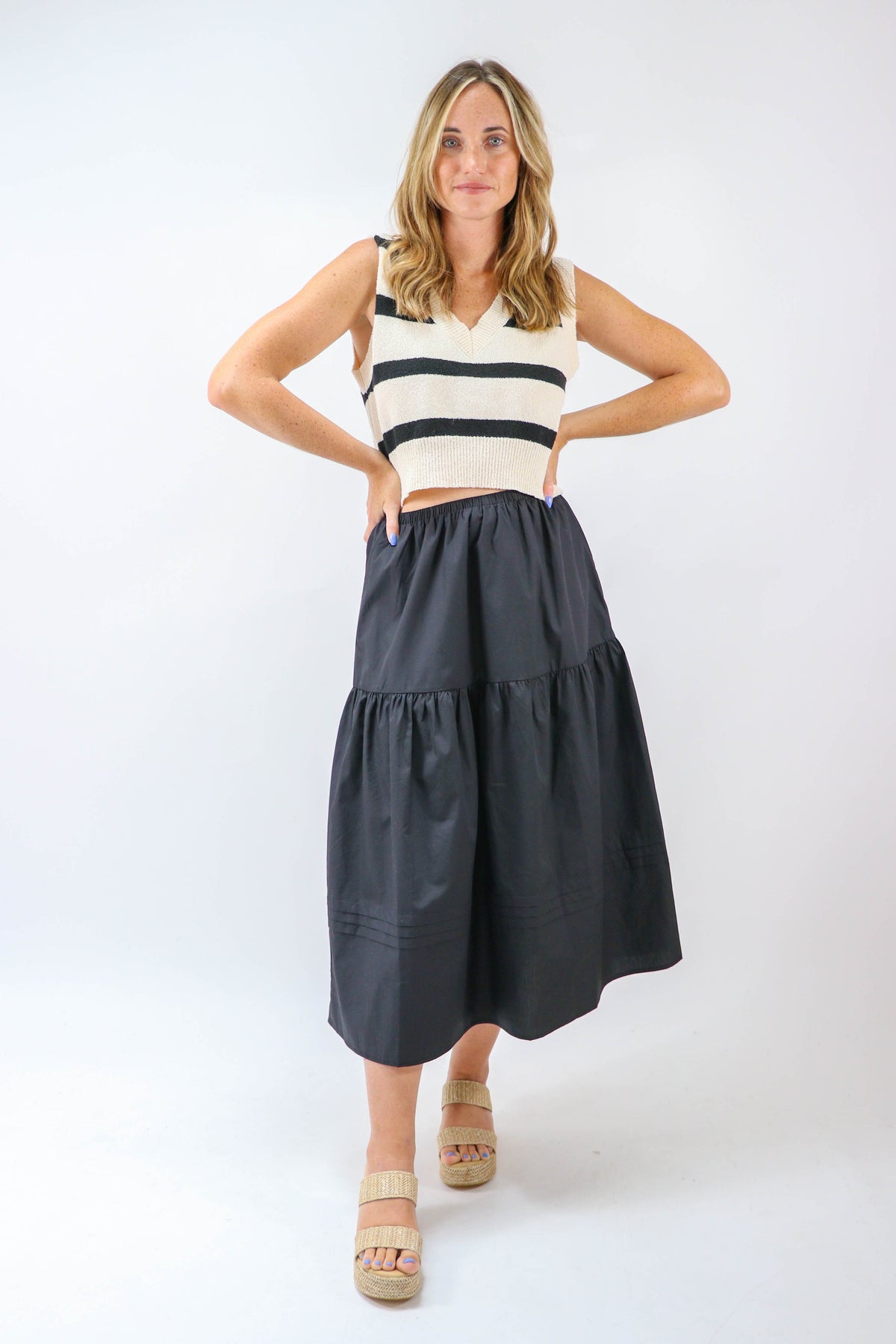 Sugar Lips | Black Cotton Midi Skirt | Sweetest Stitch Online Boutique