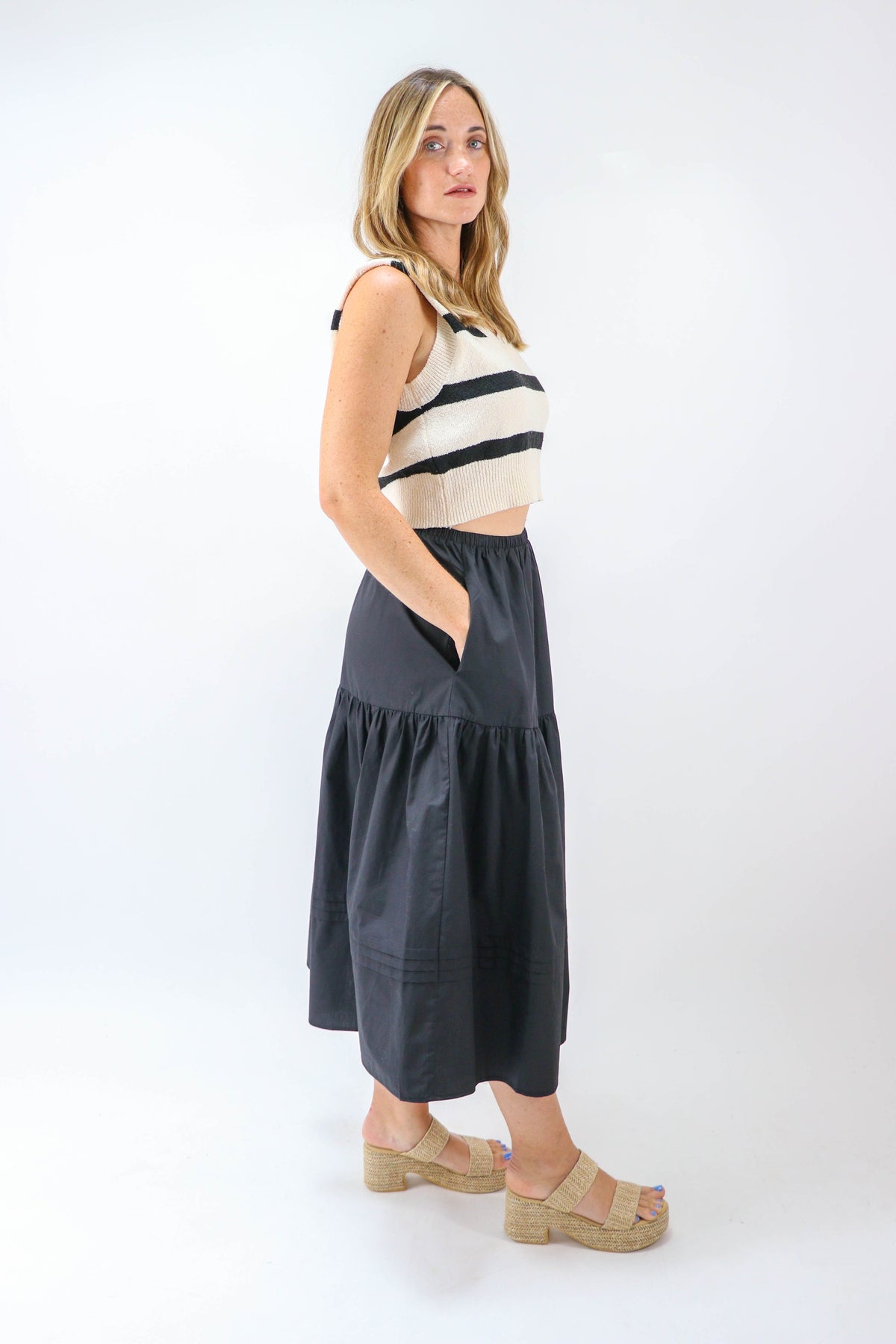 Sugar Lips | Black Cotton Midi Skirt | Sweetest Stitch Online Boutique
