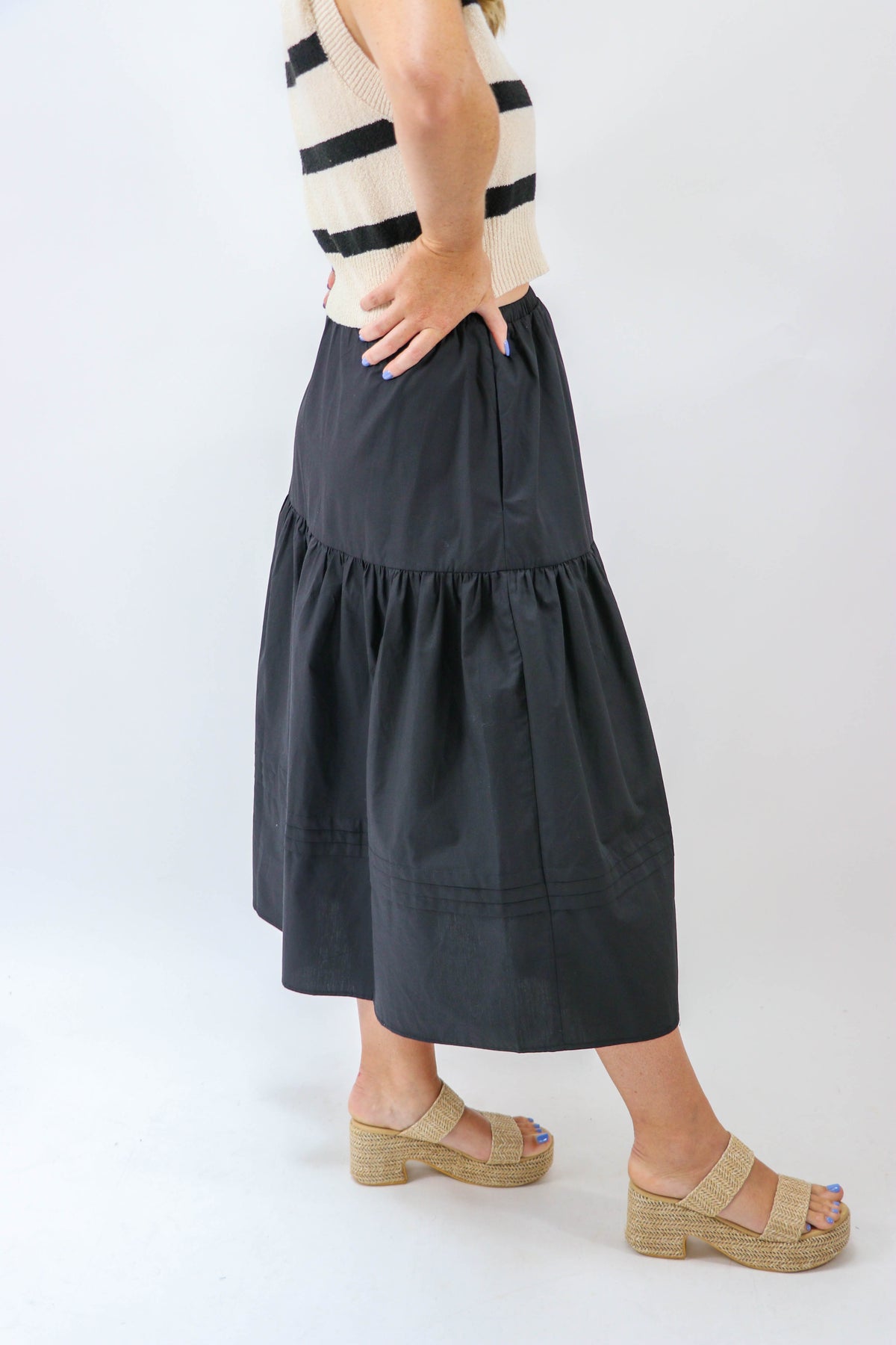 Sugar Lips | Black Cotton Midi Skirt | Sweetest Stitch Online Boutique