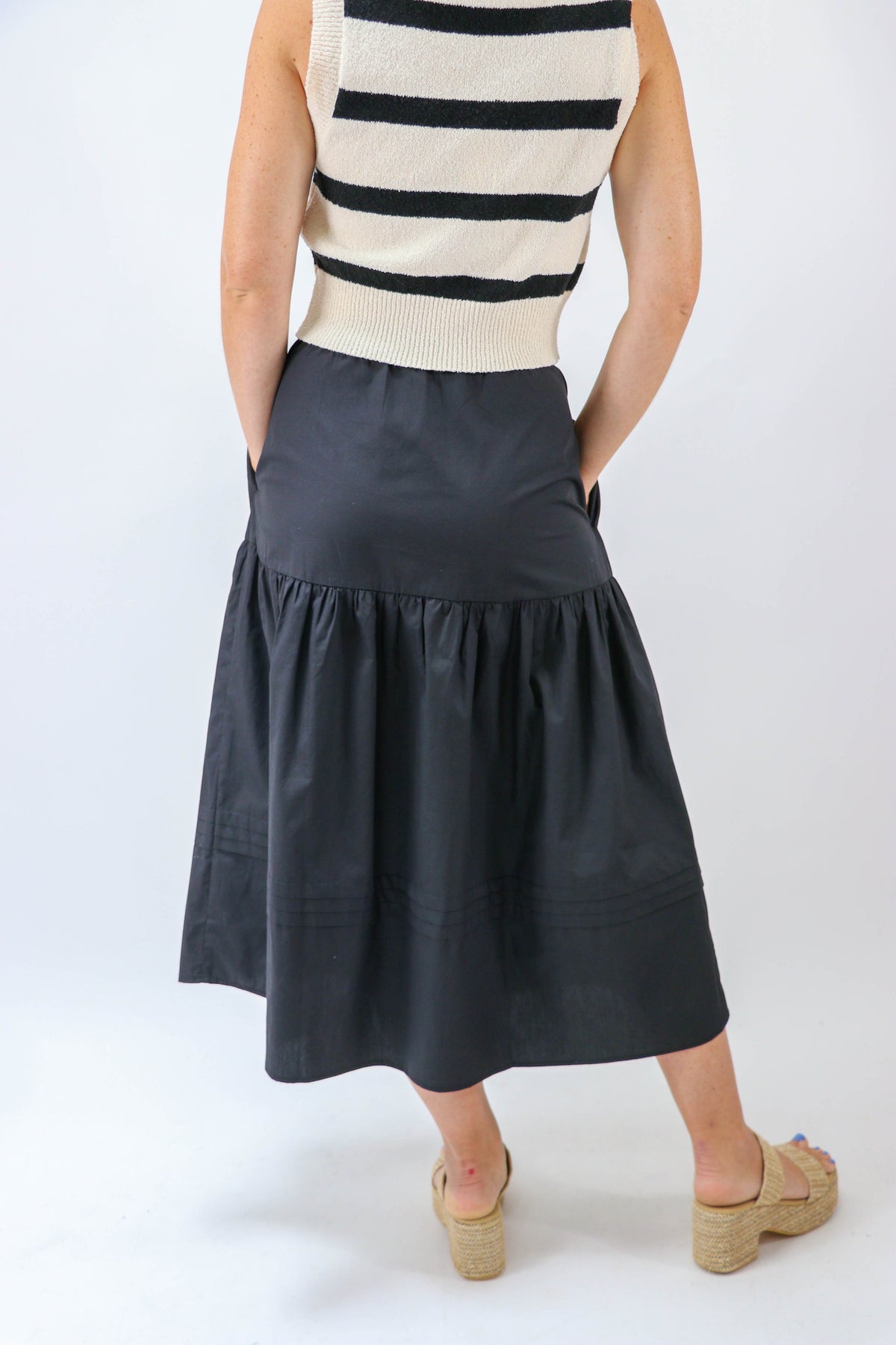 Sugar Lips | Black Cotton Midi Skirt | Sweetest Stitch Online Boutique