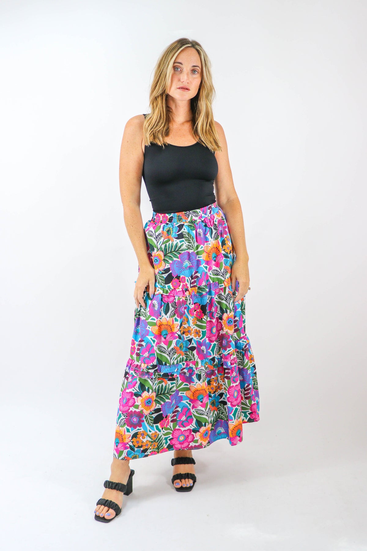 Sugar Lips | Bright Floral Cotton Maxi Skirt | Sweetest Stitch Online