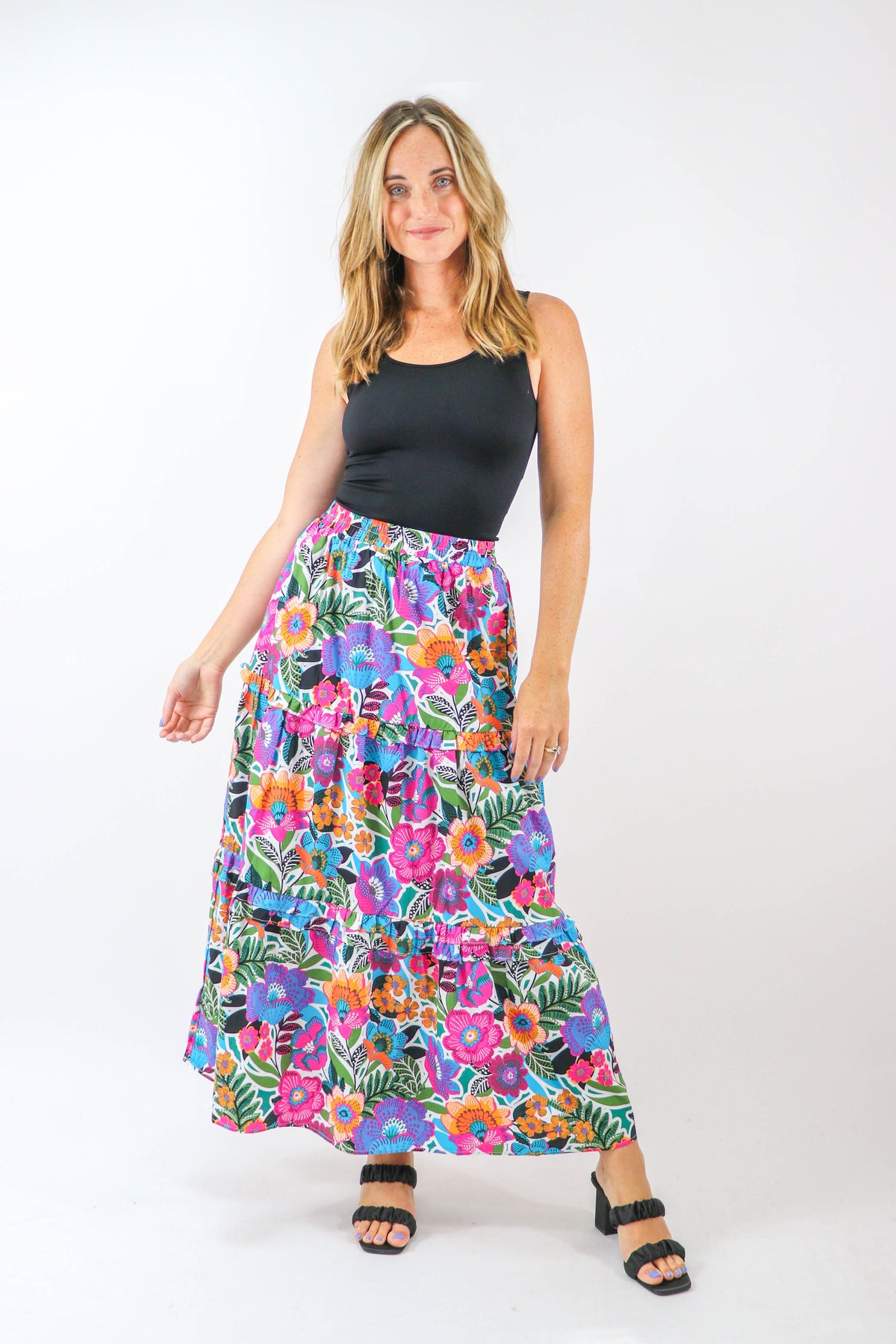 Sugar Lips | Bright Floral Cotton Maxi Skirt | Sweetest Stitch Online