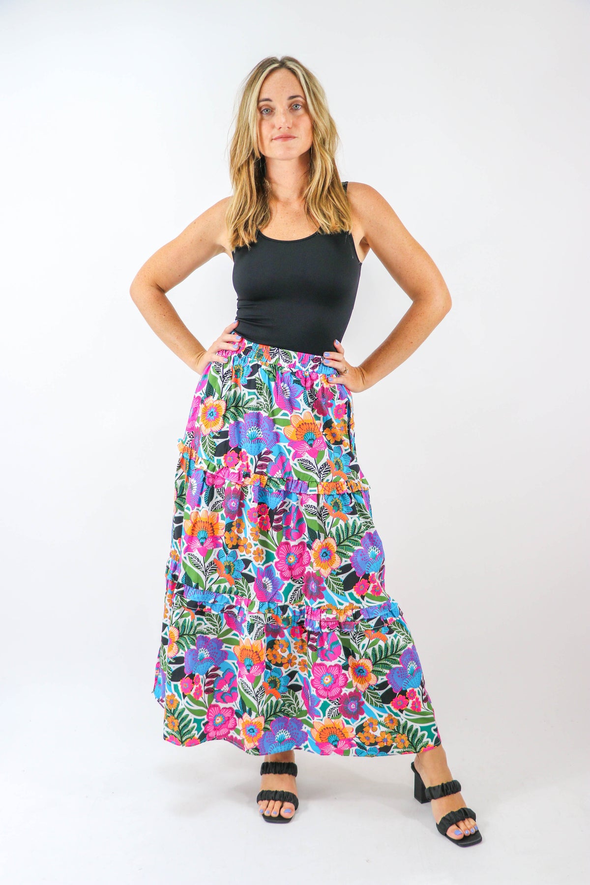 Sugar Lips | Bright Floral Cotton Maxi Skirt | Sweetest Stitch Online