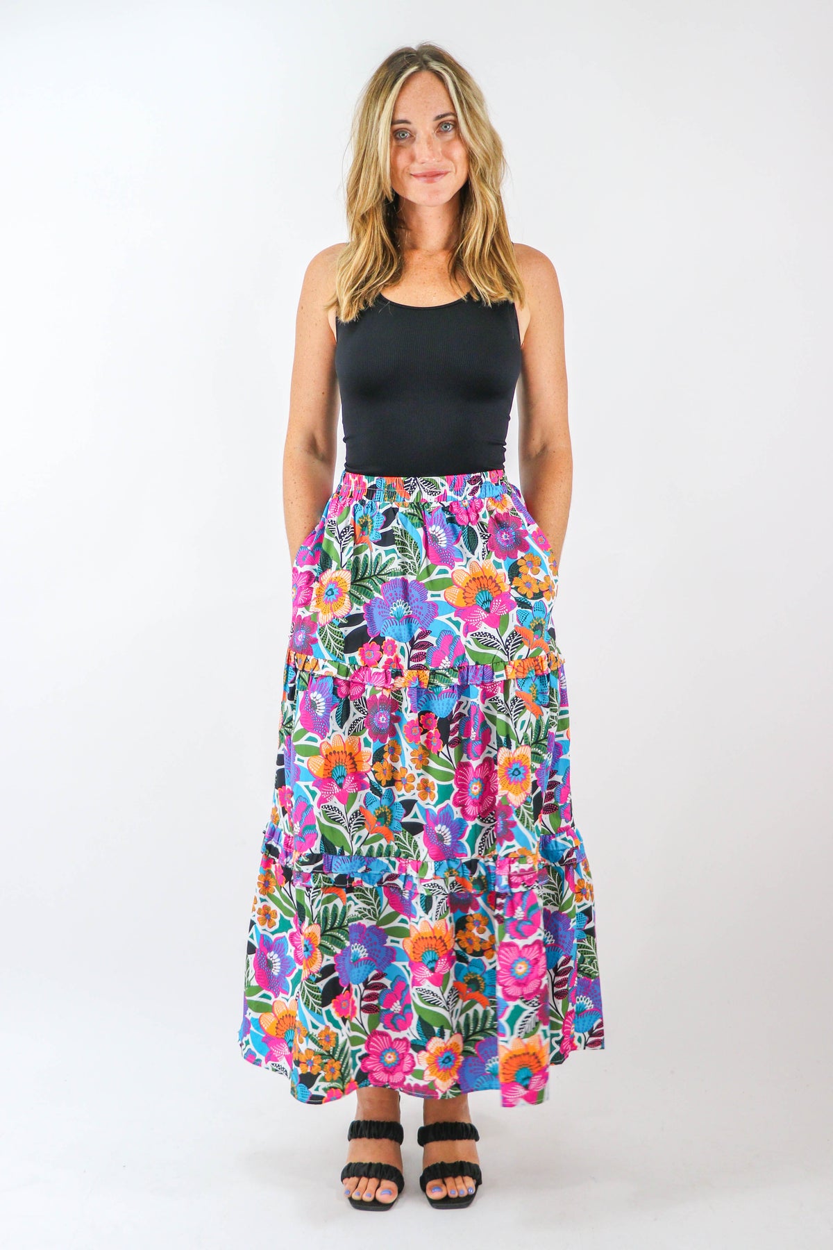 Sugar Lips | Bright Floral Cotton Maxi Skirt | Sweetest Stitch Online
