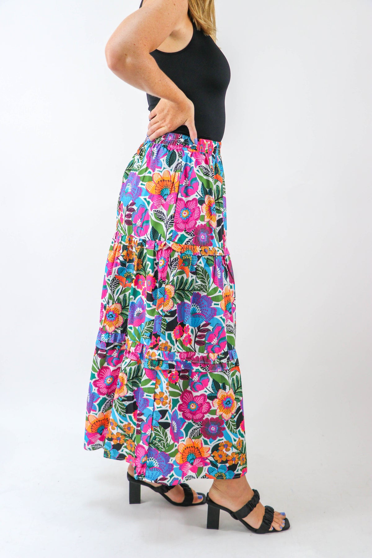 Sugar Lips | Bright Floral Cotton Maxi Skirt | Sweetest Stitch Online