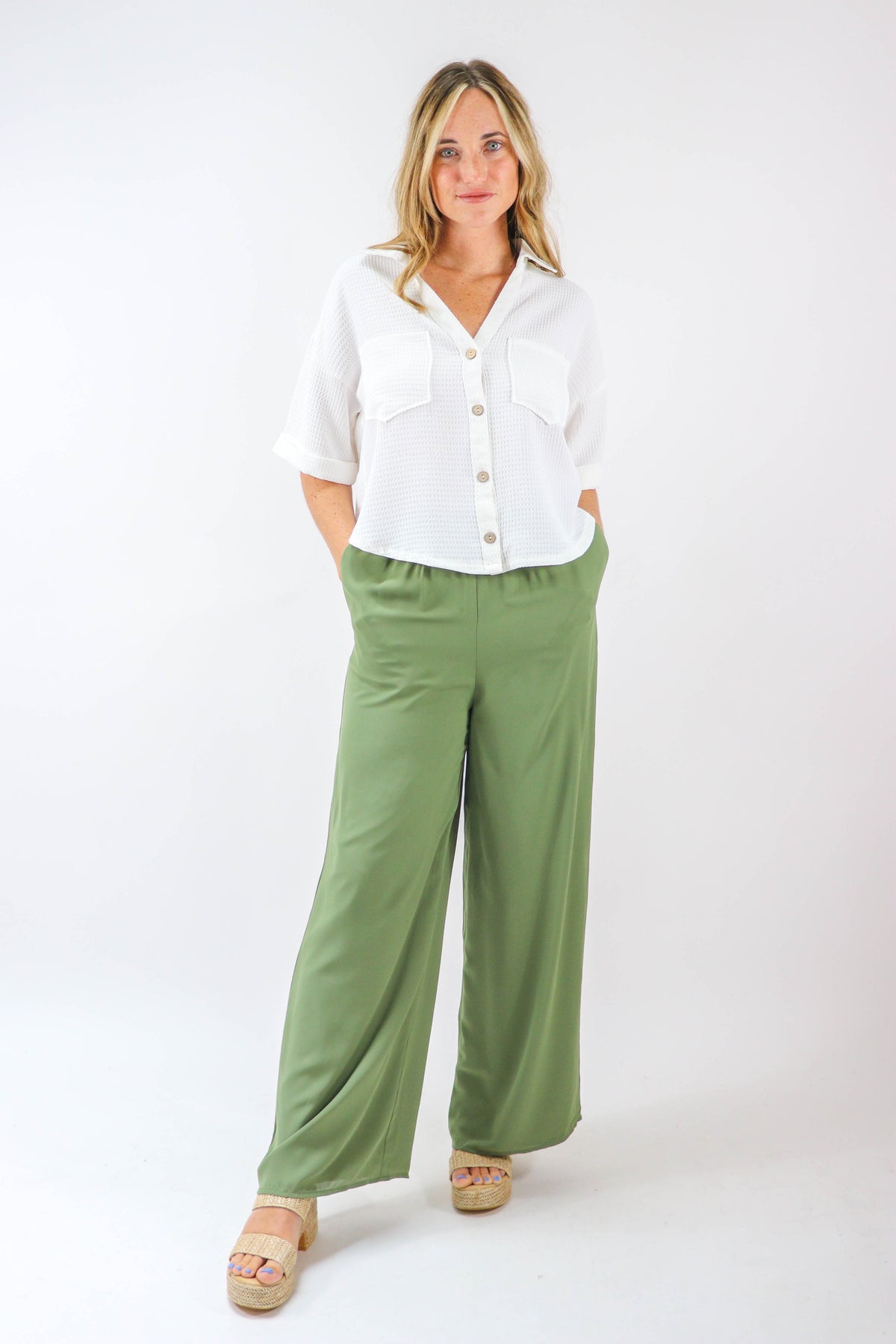 Sugar Lips | Olive Wide Leg Pants | Sweetest Stitch Boutique