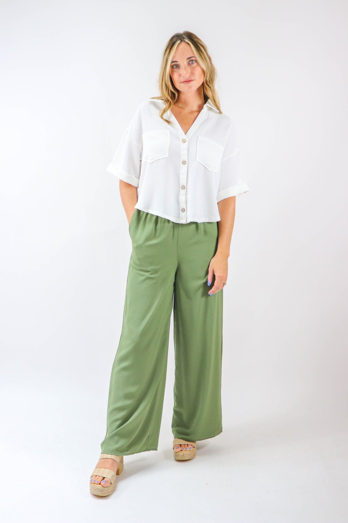 Sugar Lips | Olive Wide Leg Pants | Sweetest Stitch Boutique