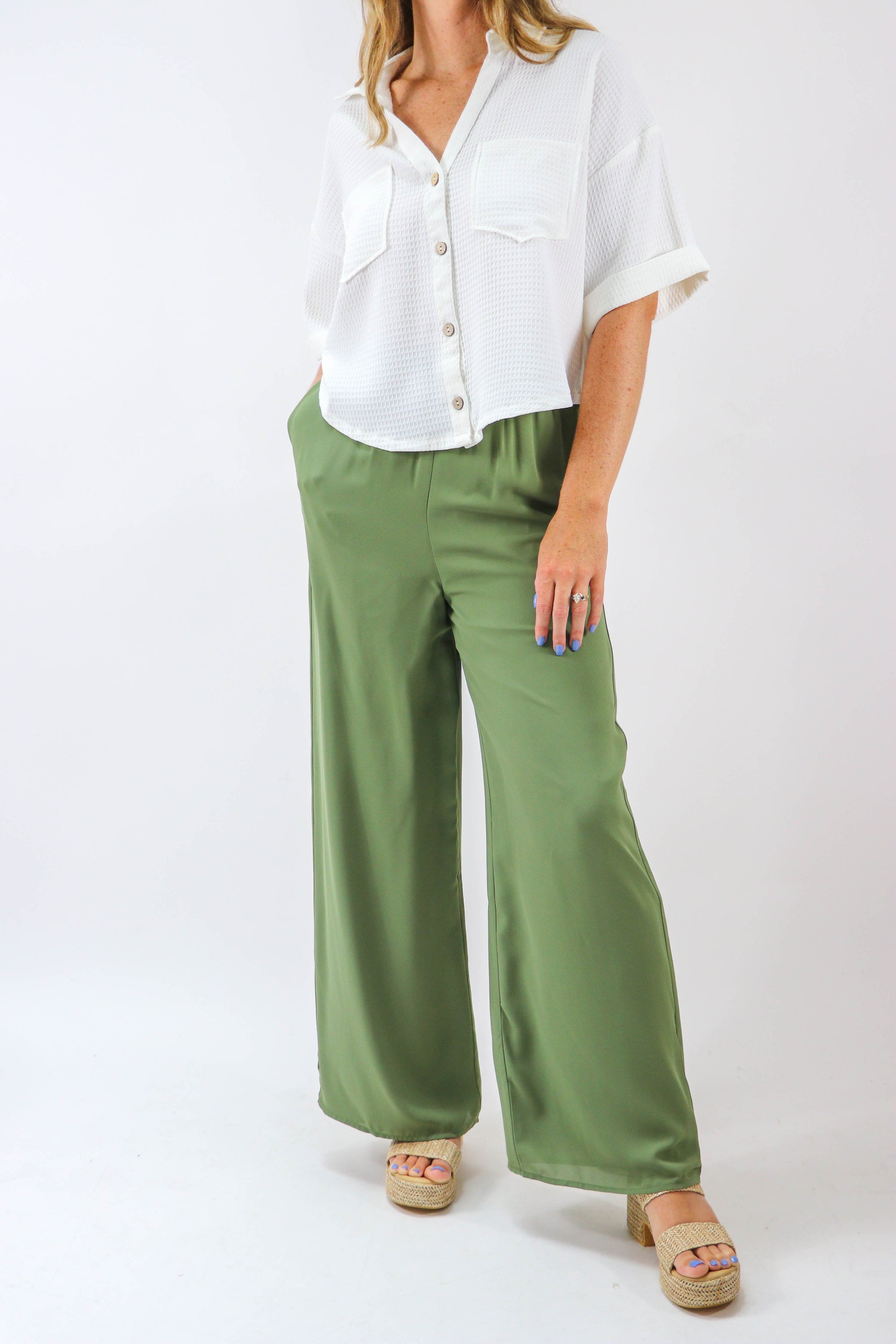 Sugar Lips | Olive Wide Leg Pants | Sweetest Stitch Boutique
