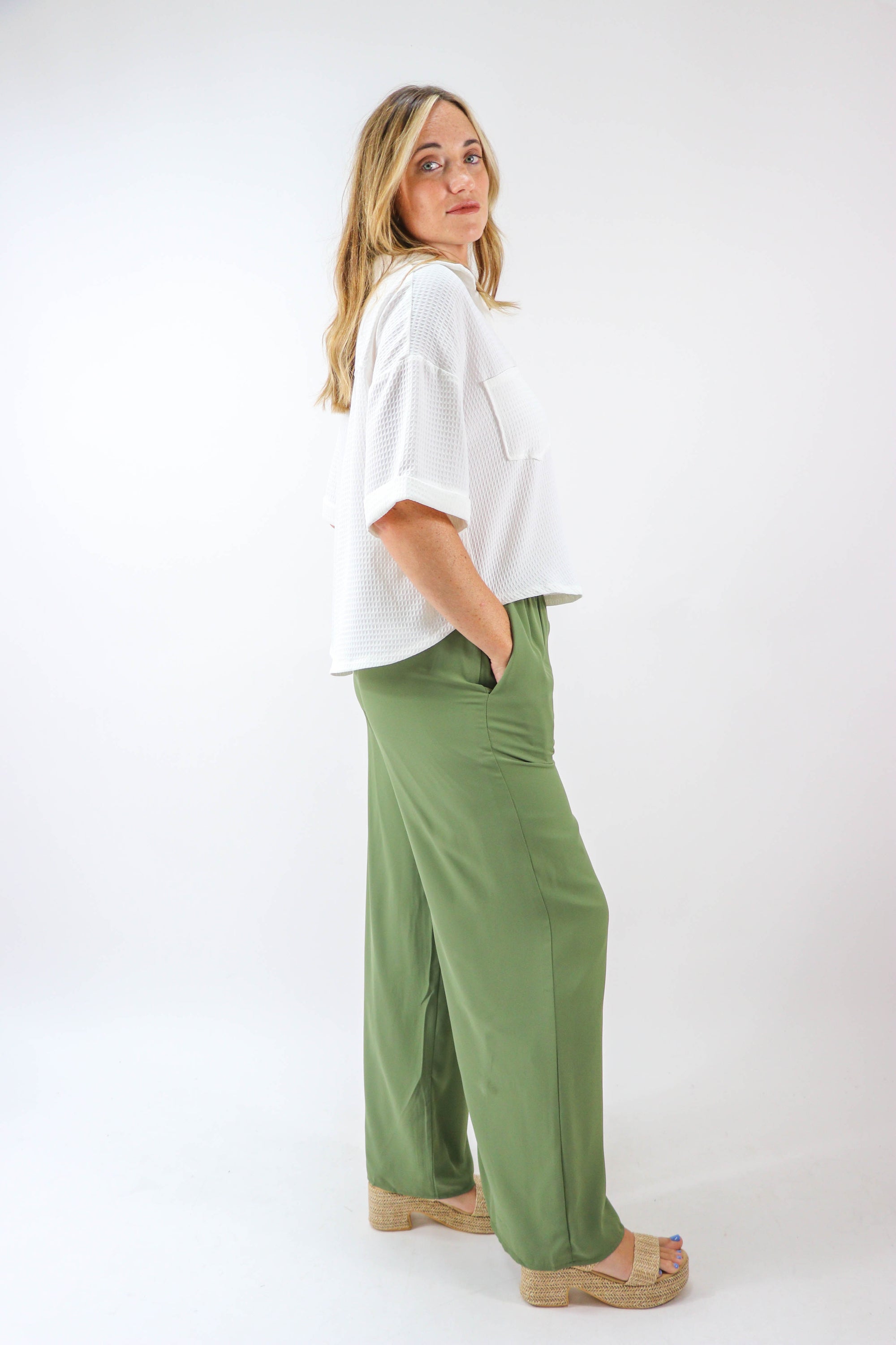 Sugar Lips | Olive Wide Leg Pants | Sweetest Stitch Boutique