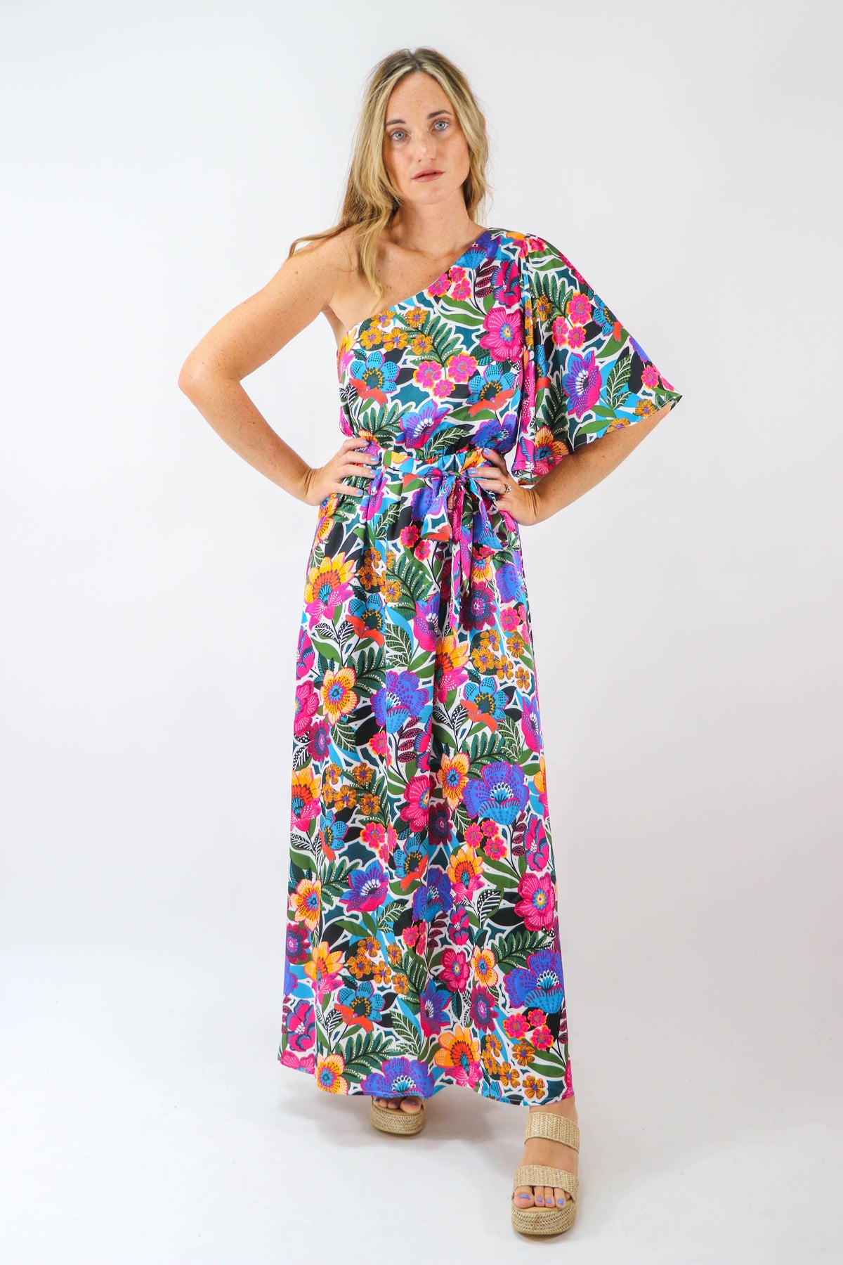 Sugar Lips | Meara Satin One Shoulder Maxi Dress | Sweetest Stitch