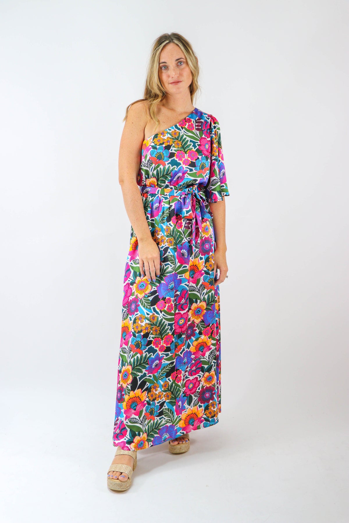 Sugar Lips | Meara Satin One Shoulder Maxi Dress | Sweetest Stitch