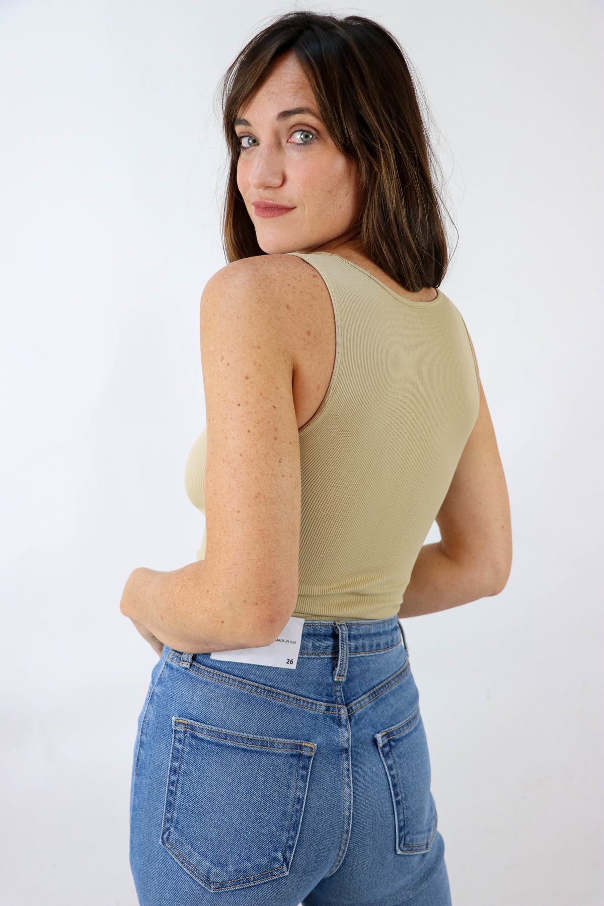 Seamless Fitted Ribbed Scoop Tank Top for Women | Sweetest Stitch