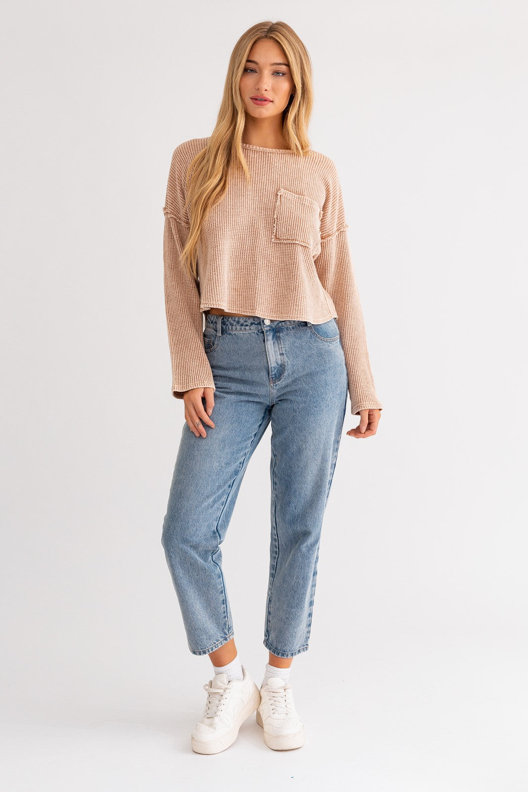 Le Lis | Tan Thermal Knit Top | Sweetest Stitch Women&#39;s Boutique