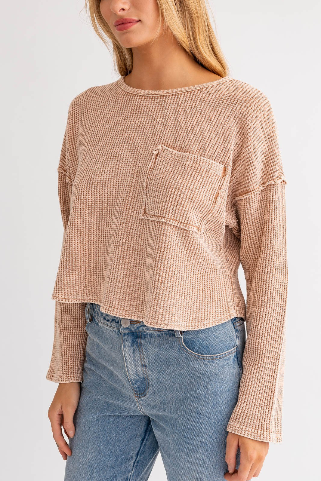 Le Lis | Tan Thermal Knit Top | Sweetest Stitch Women&#39;s Boutique