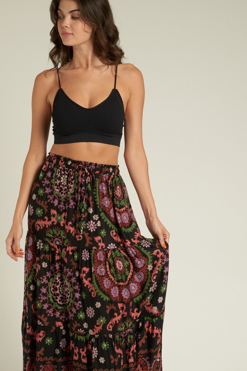 En Creme | Pattern Tiered Maxi Skirt | Sweetest Stitch Boutique