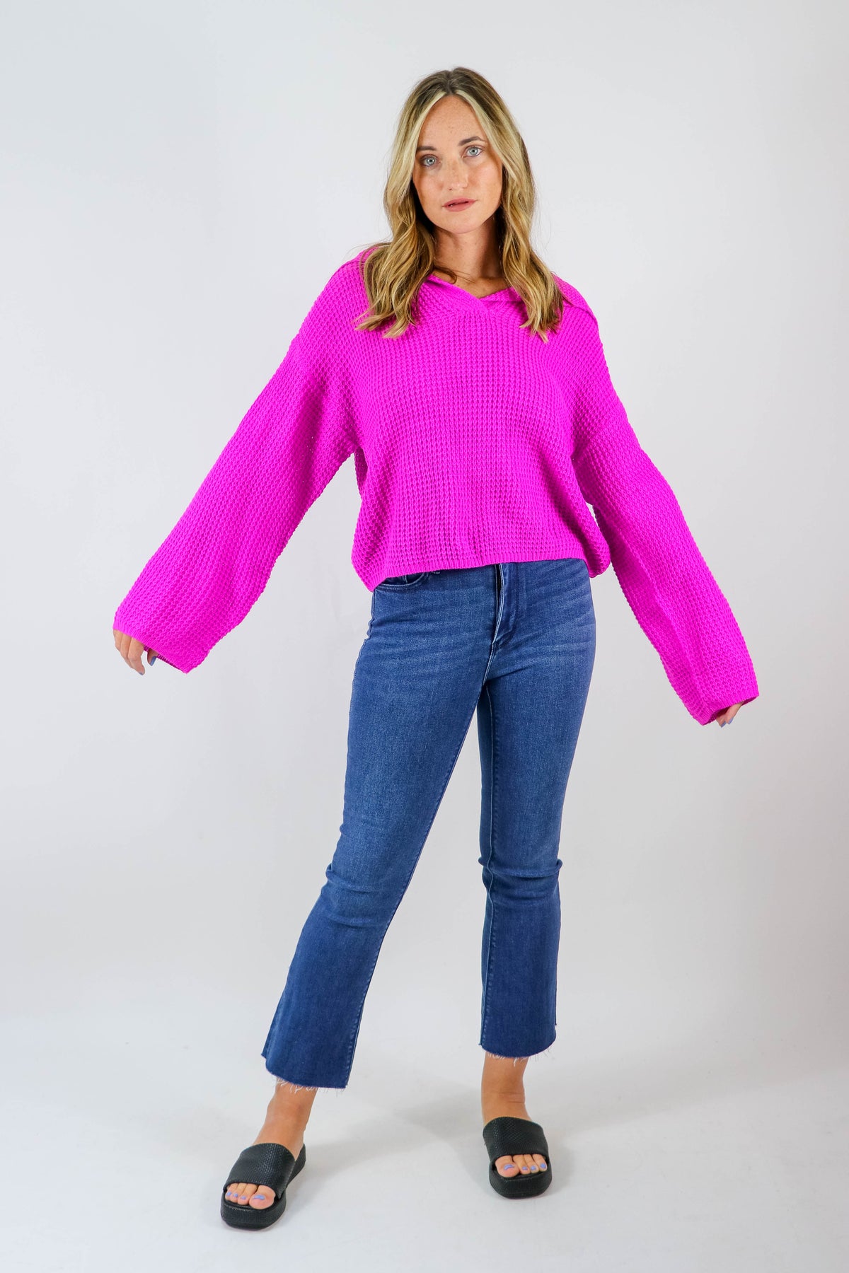She &amp; Sky | Waffle Knit Sweater | Sweetest Stitch Online Boutique