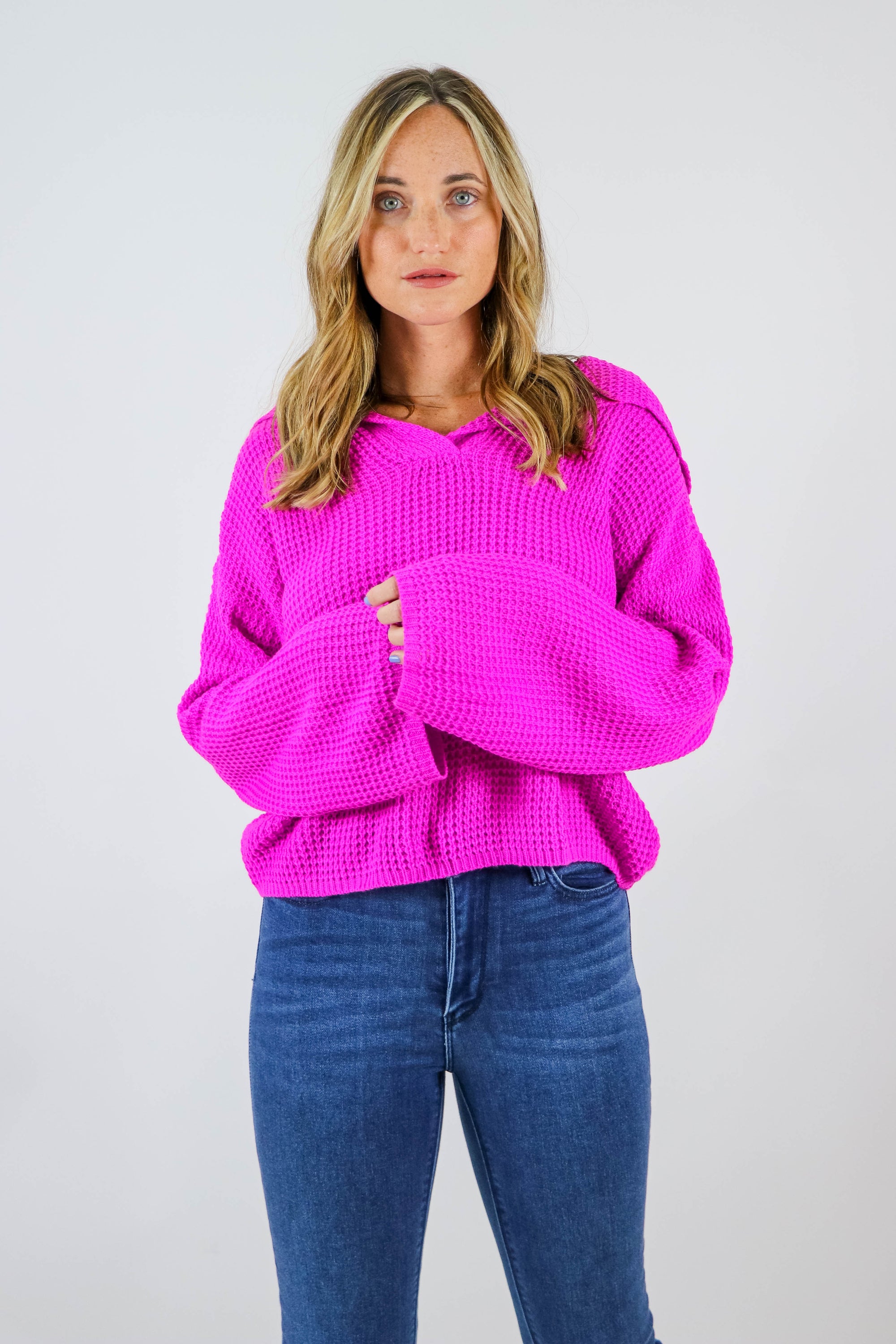 She & Sky | Waffle Knit Sweater | Sweetest Stitch Online Boutique