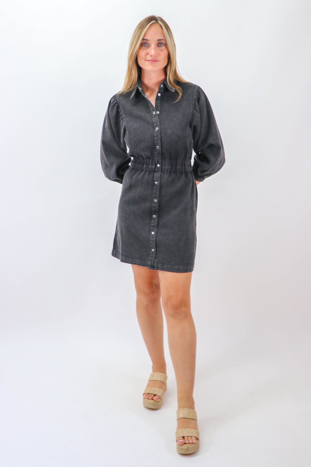 She + Sky | Washed Black Denim Dress | Sweetest Stitch Boutique