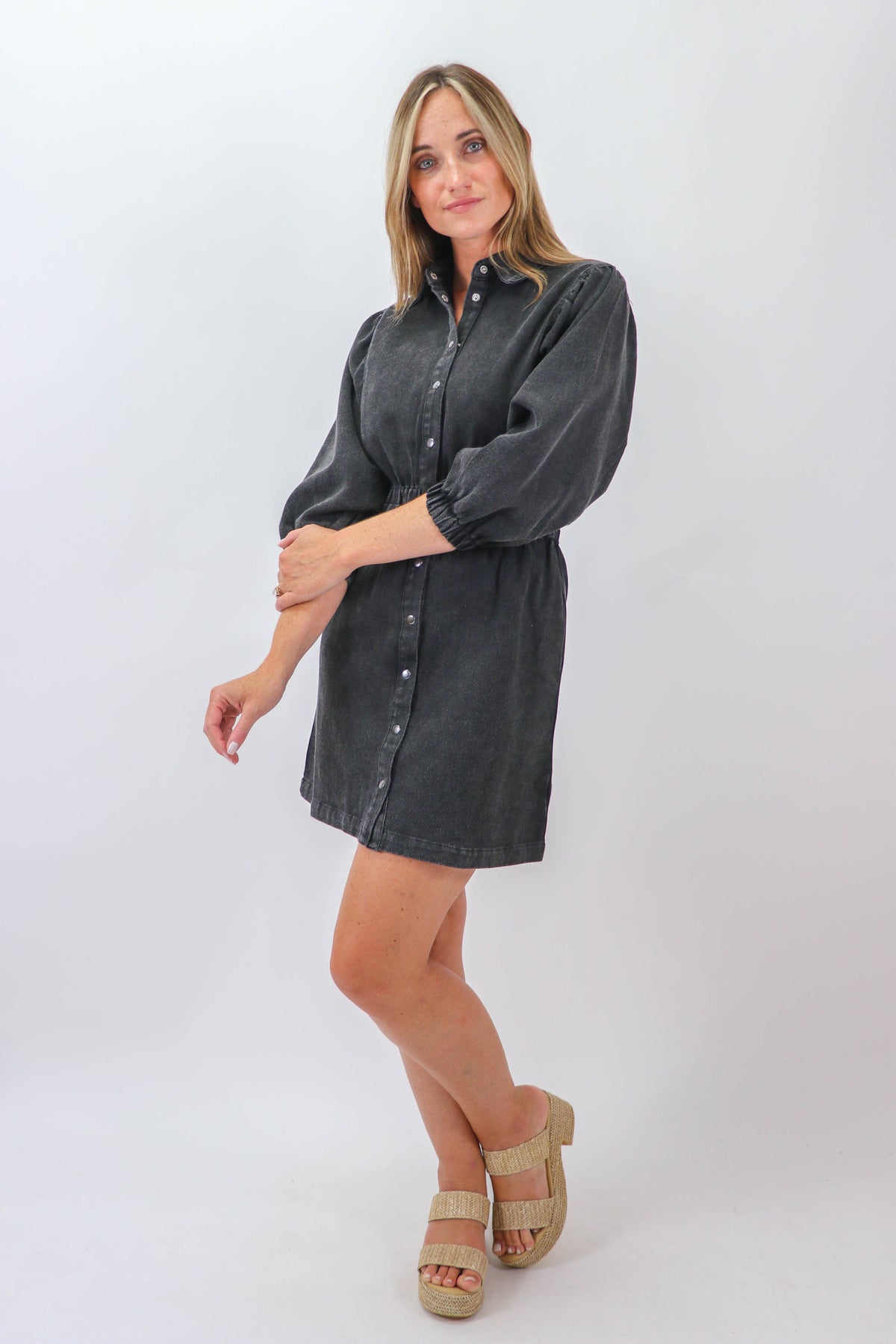 She + Sky | Washed Black Denim Dress | Sweetest Stitch Boutique