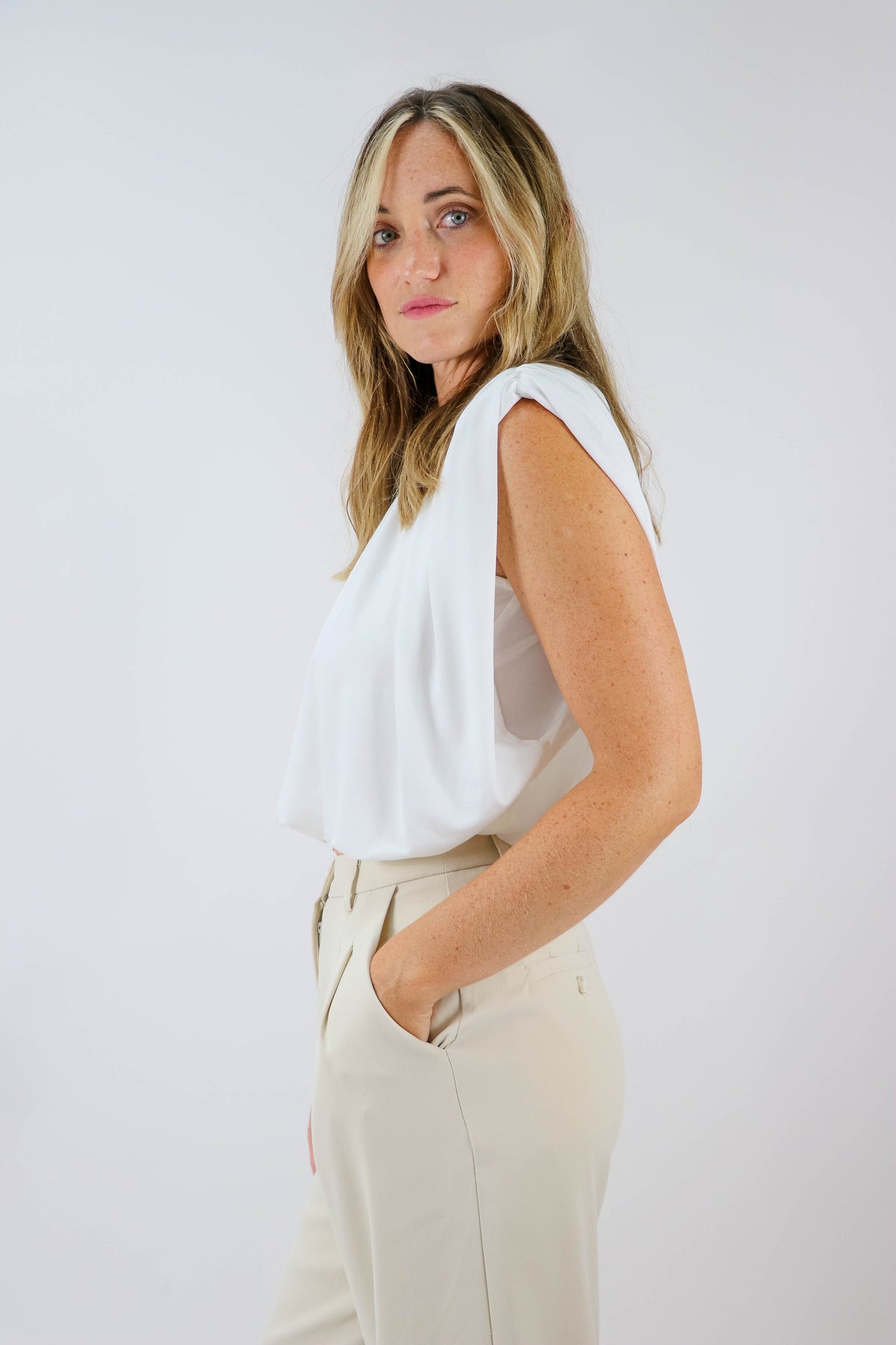 Endless Rose | Cropped Ruched Top White | Sweetest Stitch Online