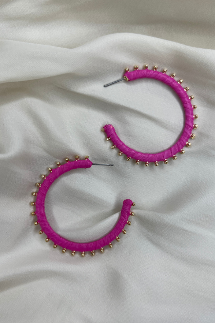 Thread Wrapped & Studded Hoops | Sweetest Stitch Online Boutique
