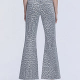 Mary Flare Jeans - Gray Leopard