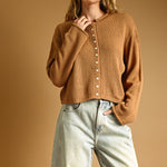 Miou Muse | Gina Button Front Sweater - Caramel | Sweetest Stitch