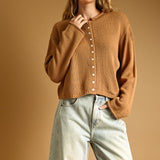 Miou Muse | Gina Button Front Sweater - Caramel | Sweetest Stitch