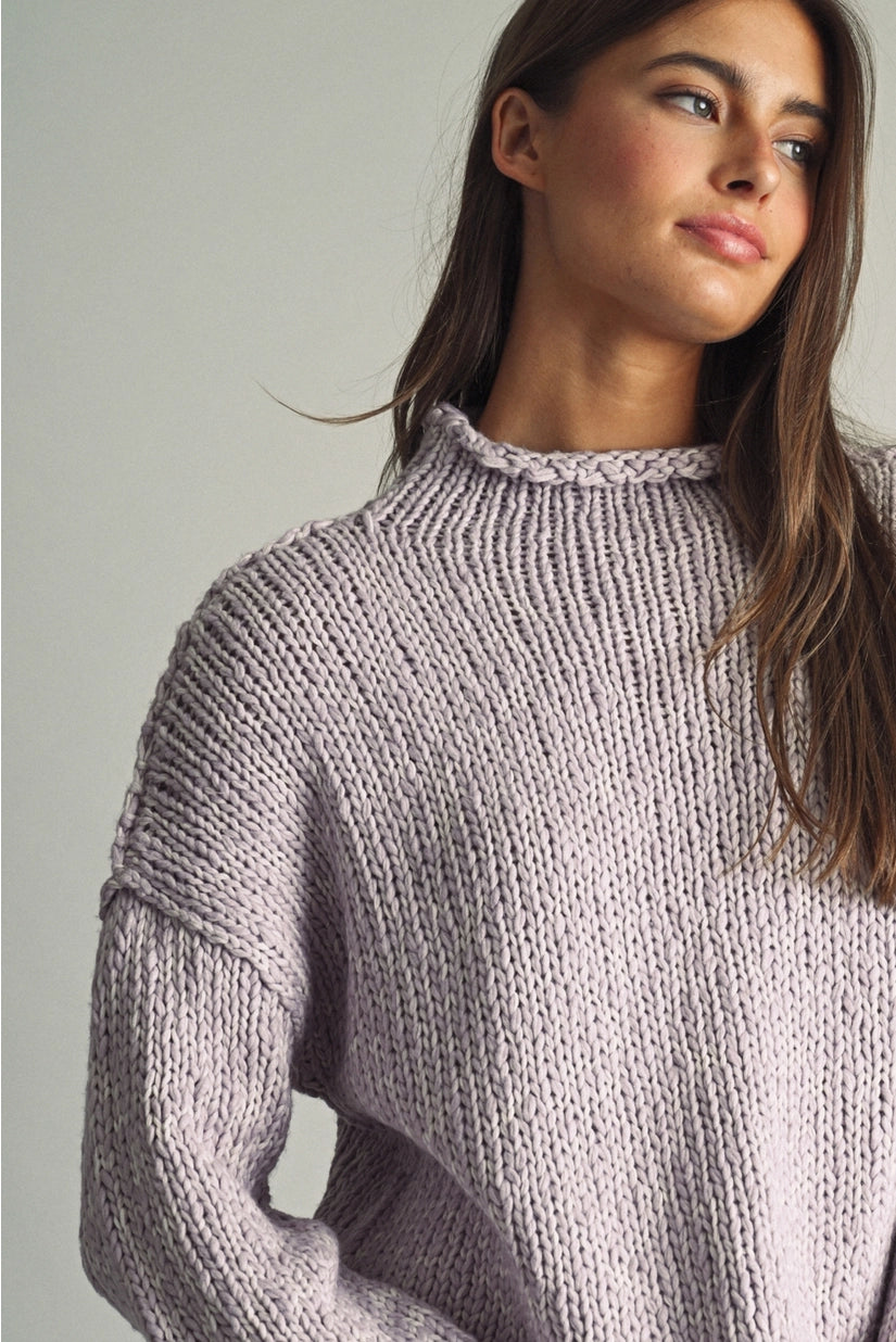 Miou Muse | Mandy Mock Neck Sweater - Lavender | Sweetest Stitch