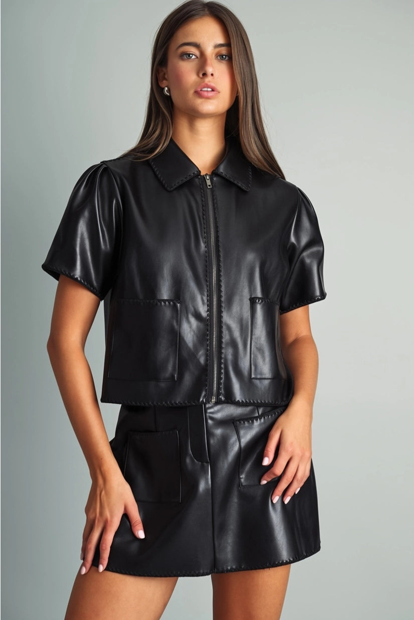 Miou Muse | Miranda Faux Leather Jacket | Sweetest Stitch Boutique
