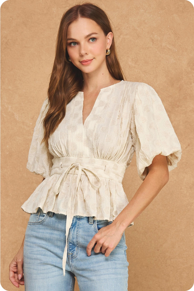 Strut & Bolt | Tracie Puff Sleeve Peplum Top | Sweetest Stitch Boutique