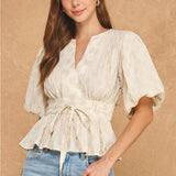 Strut & Bolt | Tracie Puff Sleeve Peplum Top | Sweetest Stitch Boutique