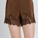 Aureum | Colette Satin Lace Shorts Brown | Sweetest Stitch Boutique