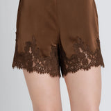 Aureum | Colette Satin Lace Shorts Brown | Sweetest Stitch Boutique