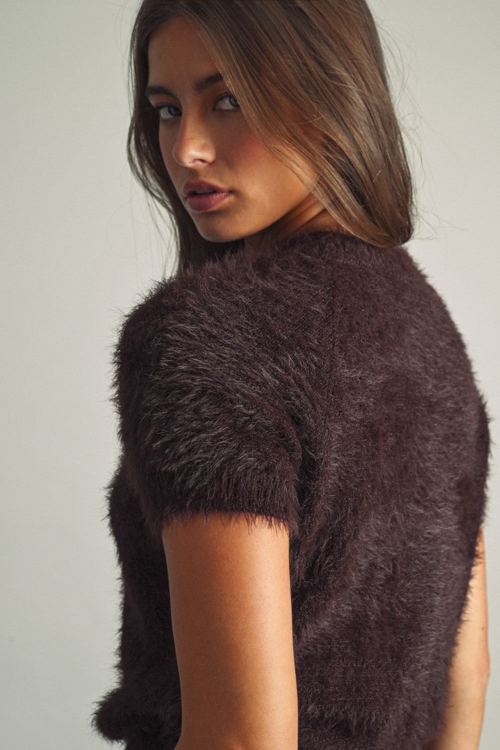 Miou Muse | Holli Fuzzy Short Sleeve Sweater | Sweetest Stitch RVA