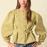 Olivaceous | Benica Stripe Belted Top | Sweetest Stitch Boutique RVA