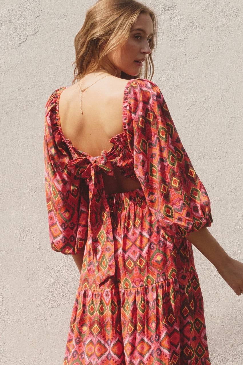 Dress Forum | Print Open Back Midi Dress | Sweetest Stitch Boutique