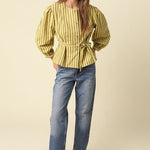 Olivaceous | Benica Stripe Belted Top | Sweetest Stitch Boutique RVA