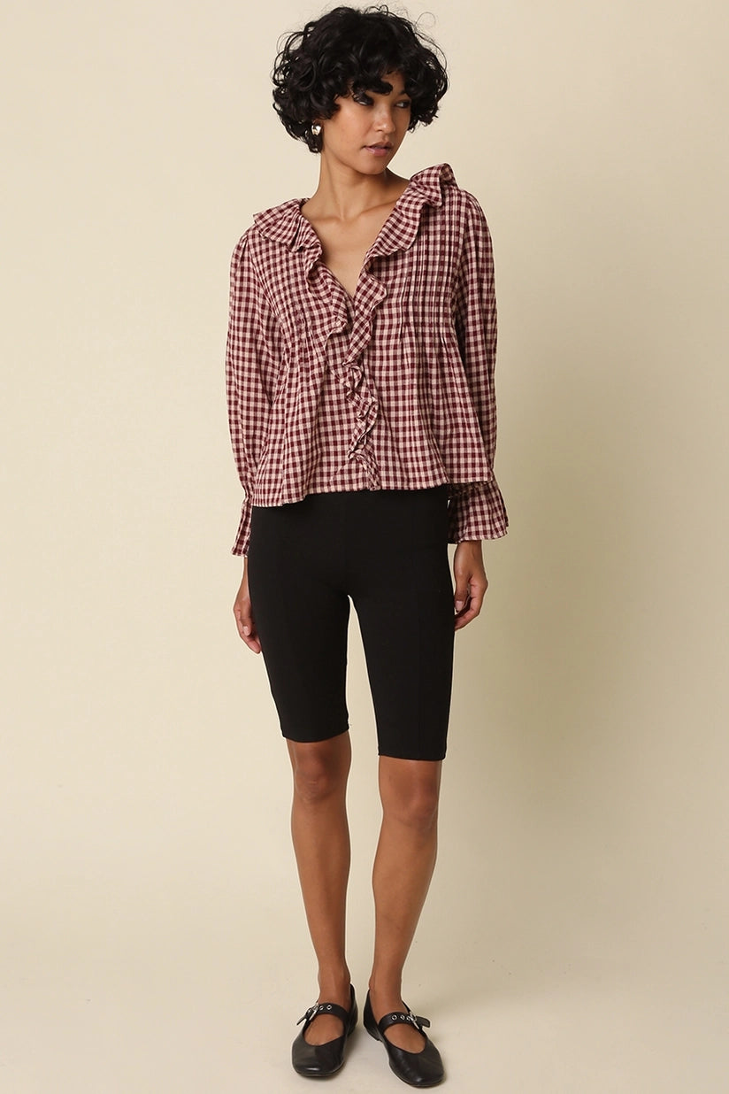 Olivaceous | Hazel Gingham Blouse - Burgundy | Sweetest Stitch RVA