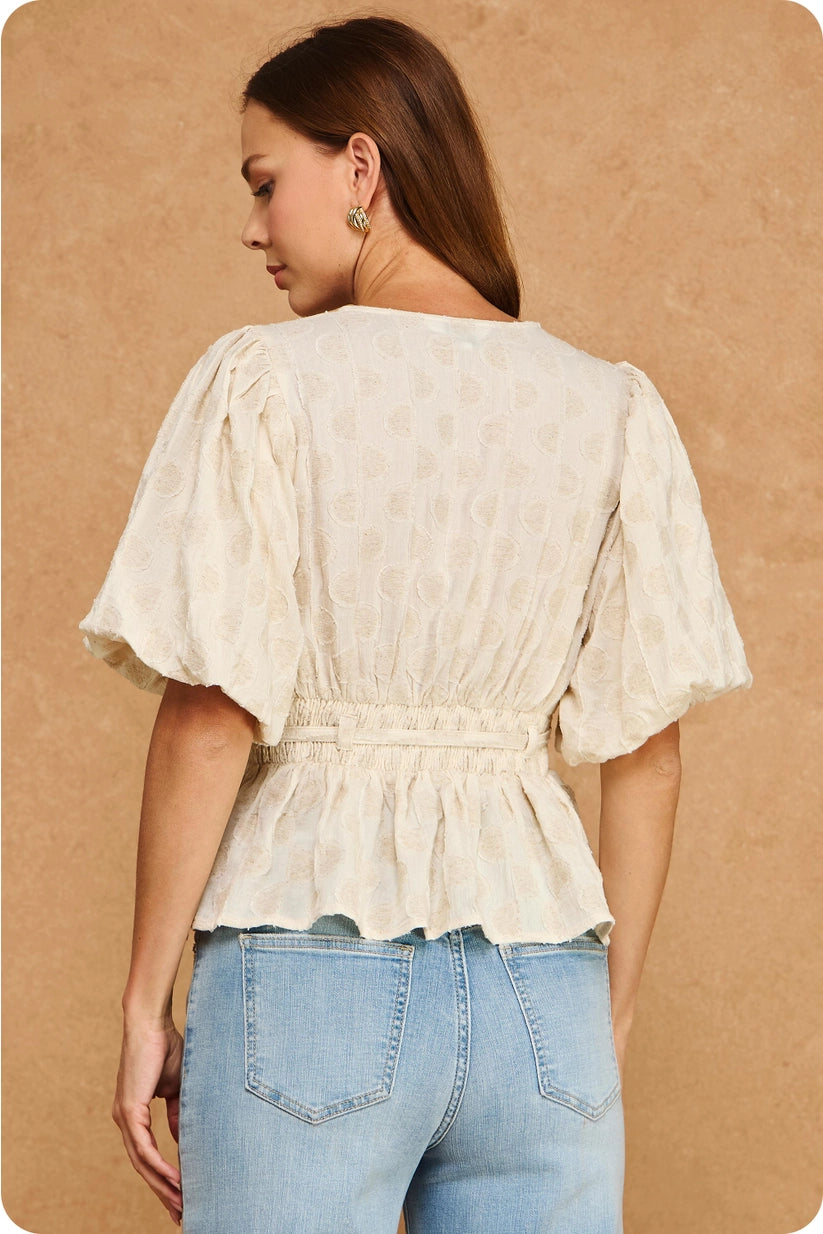 Strut & Bolt | Tracie Puff Sleeve Peplum Top | Sweetest Stitch Boutique