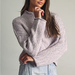 Miou Muse | Mandy Mock Neck Sweater - Lavender | Sweetest Stitch